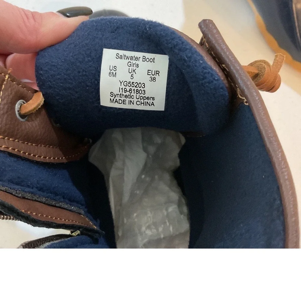 Sperry Saltwater Kids Girls Navy Rubber Rain Boots Size 6M